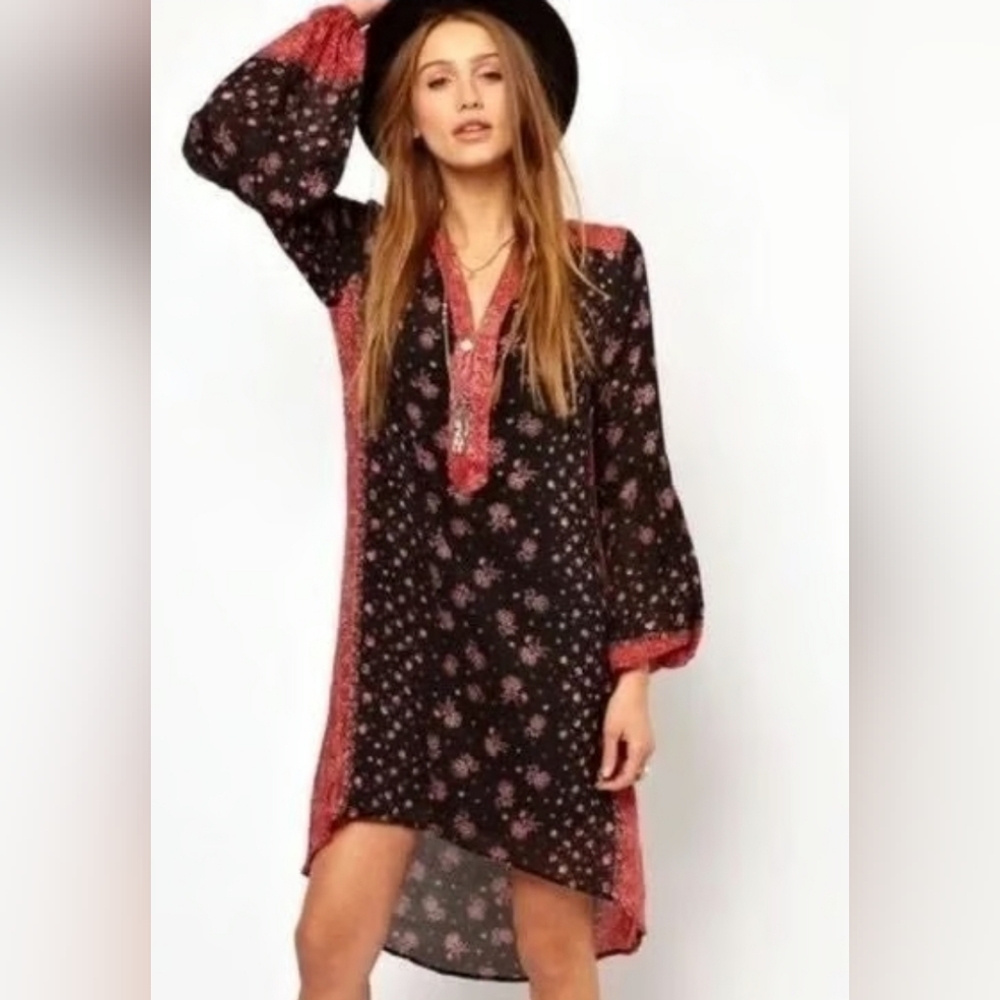 Free People Peacemaker Hi-lo Tunic Dress Boho Bohemian Hippie Festival